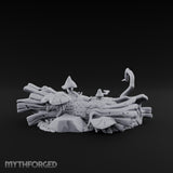 Mushroom-Crowned Bark-Split Fallen Log Scatter Miniature for Dungeons and Dragons, Pathfinder or other TTRPGs