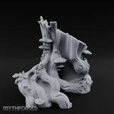 Mushroom-Dotted Hollow-Cored Forest Stump Hollow Miniature for Dungeons and Dragons, Pathfinder or other TTRPGs