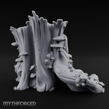 Mushroom-Dotted Hollow-Cored Forest Stump Hollow Miniature for Dungeons and Dragons, Pathfinder or other TTRPGs