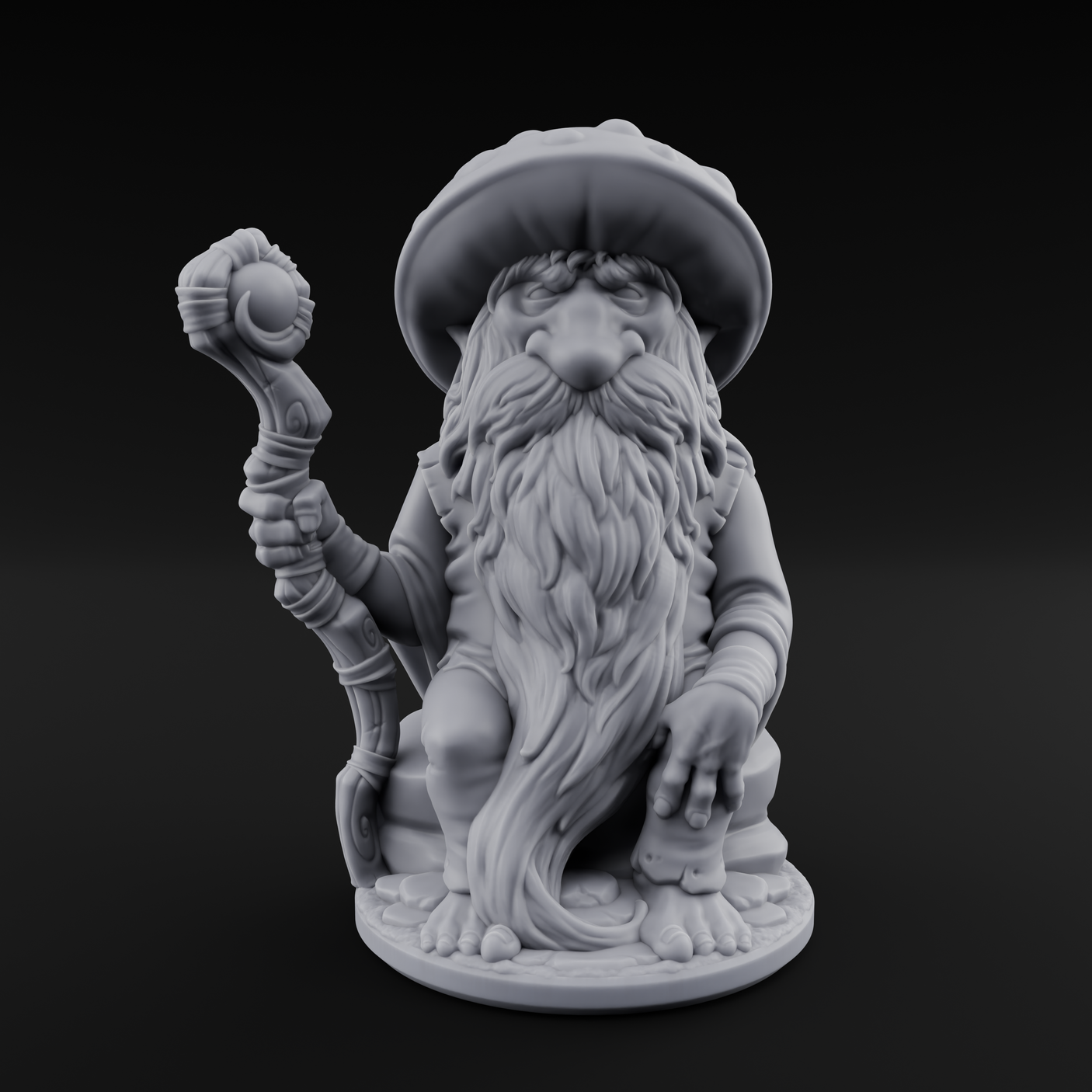 Beard Dragging Gnome Druid Miniature for Dungeons and Dragons, Pathfinder or other TTRPGs