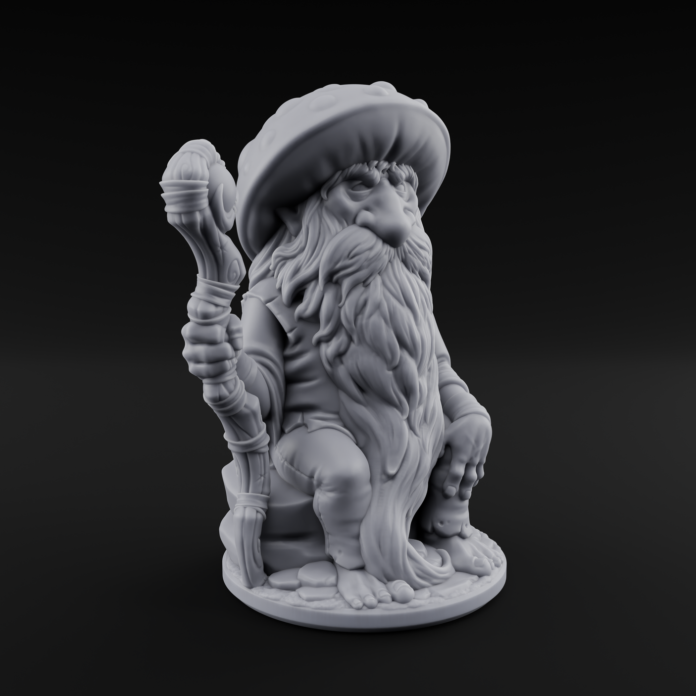 Beard Dragging Gnome Druid Miniature for Dungeons and Dragons, Pathfinder or other TTRPGs