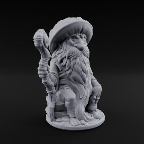 Beard Dragging Gnome Druid Miniature for Dungeons and Dragons, Pathfinder or other TTRPGs