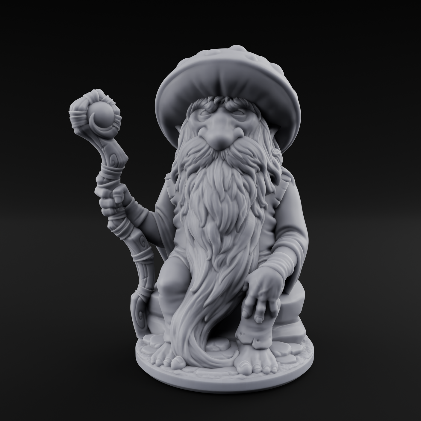 Beard Dragging Gnome Druid Miniature for Dungeons and Dragons, Pathfinder or other TTRPGs