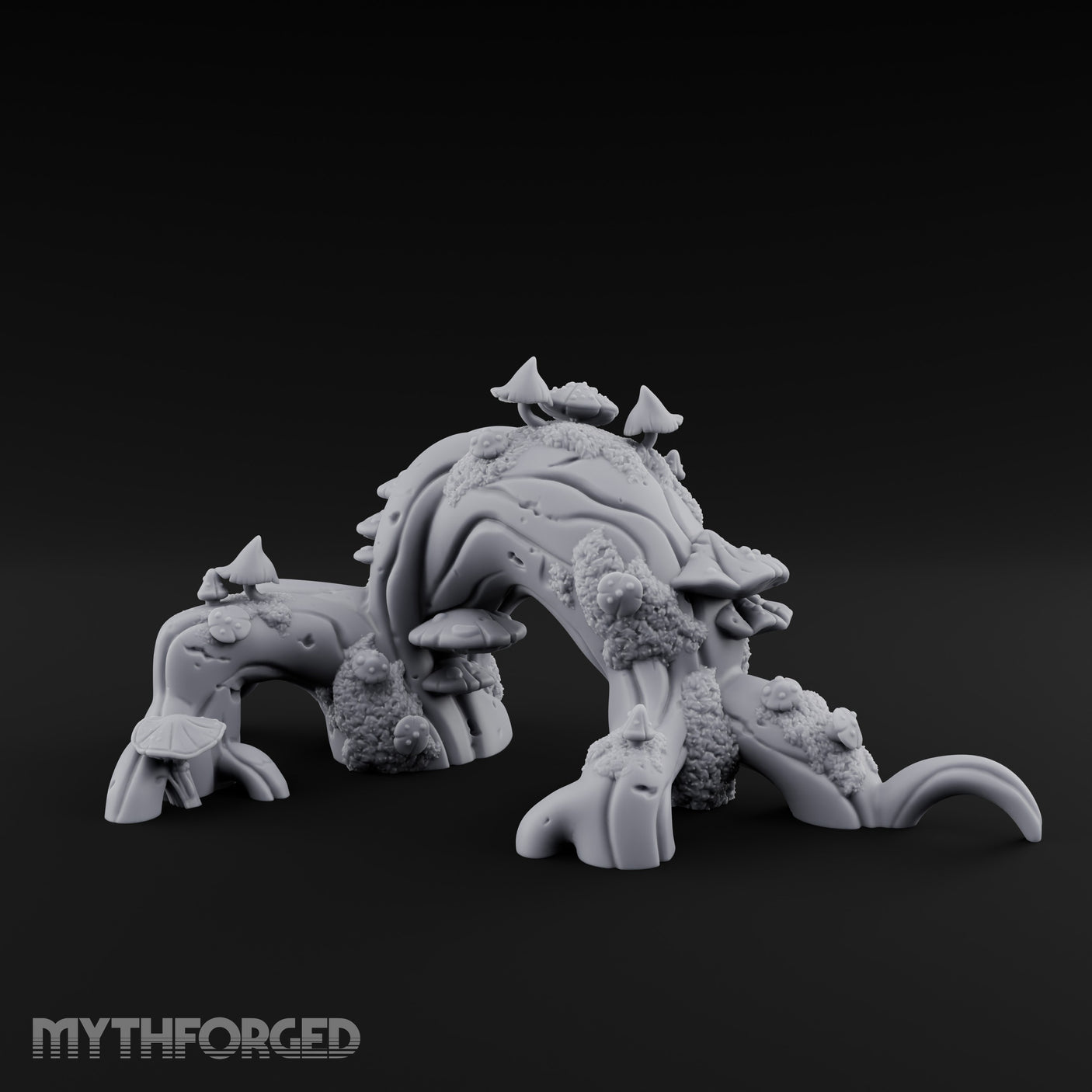 Mushroom-Furred Spine-Studded Huge Arching Root Miniature for Dungeons and Dragons, Pathfinder or other TTRPGs