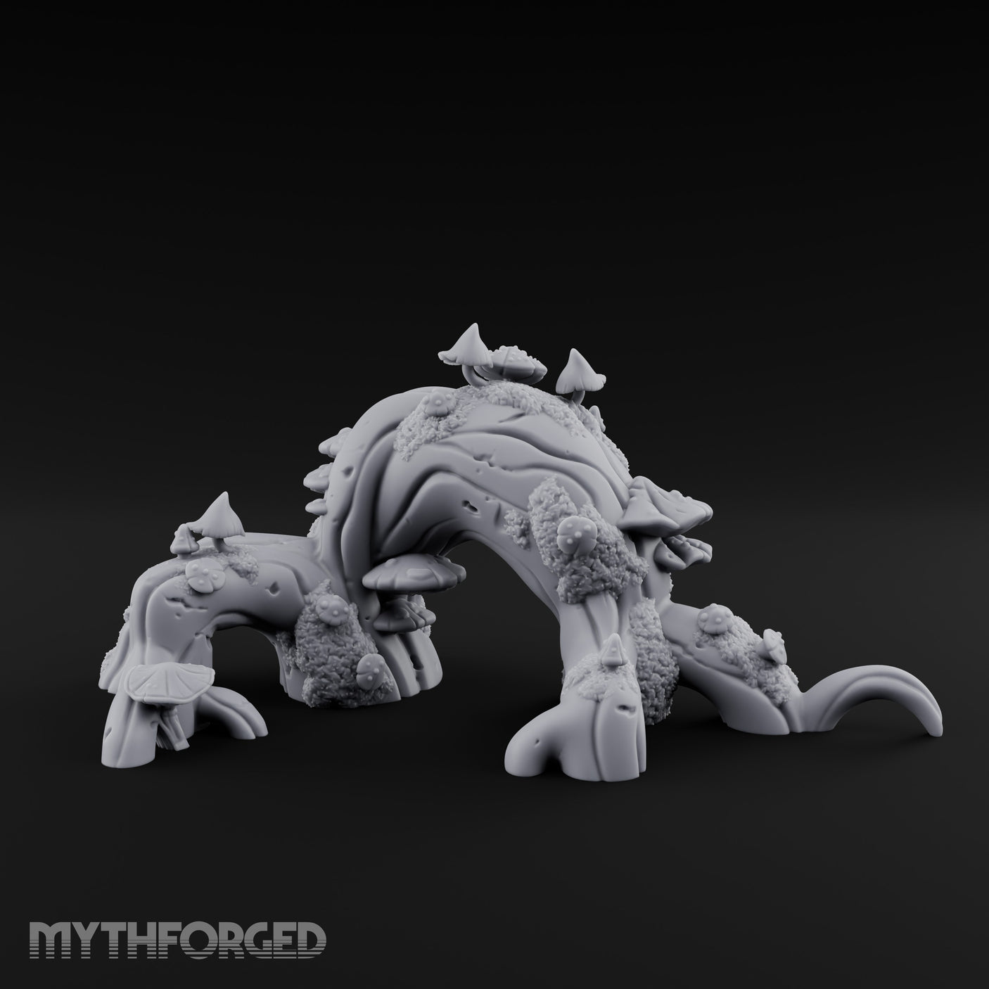 Mushroom-Furred Spine-Studded Huge Arching Root Miniature for Dungeons and Dragons, Pathfinder or other TTRPGs