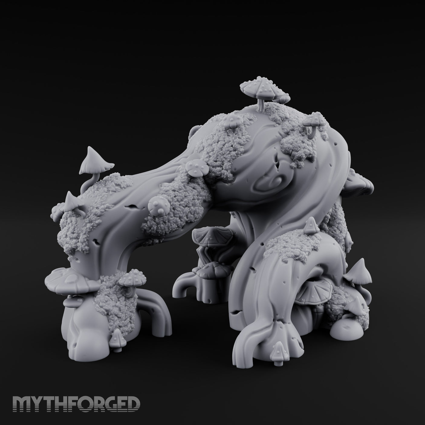 Mushroom-Laden Moss-Crusted Huge Arching Root Miniature for Dungeons and Dragons, Pathfinder or other TTRPGs
