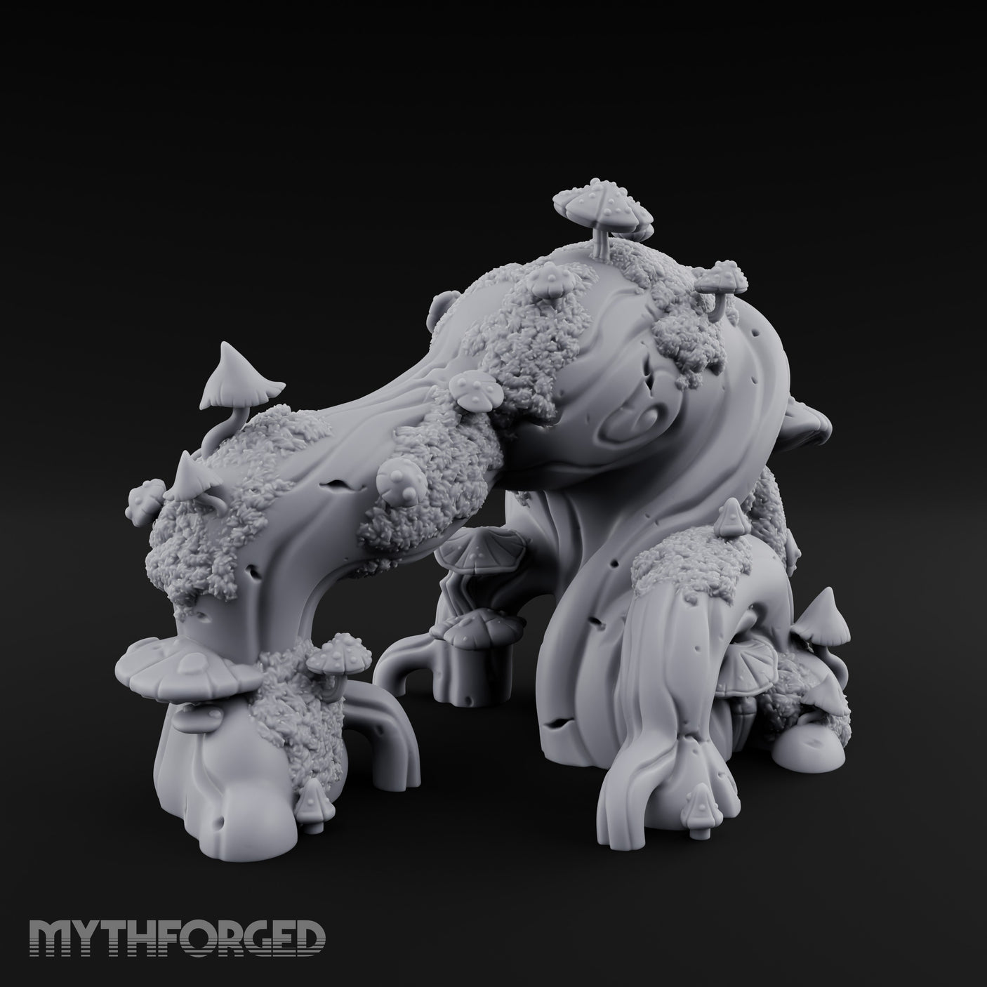 Mushroom-Laden Moss-Crusted Huge Arching Root Miniature for Dungeons and Dragons, Pathfinder or other TTRPGs