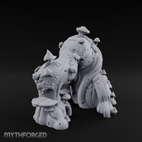 Mushroom-Laden Moss-Crusted Huge Arching Root Miniature for Dungeons and Dragons, Pathfinder or other TTRPGs