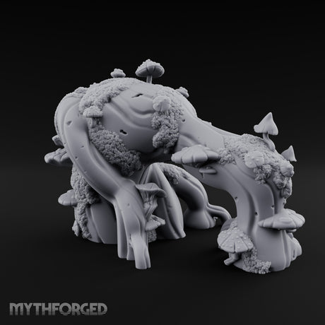 Mushroom-Laden Moss-Crusted Huge Arching Root Miniature for Dungeons and Dragons, Pathfinder or other TTRPGs