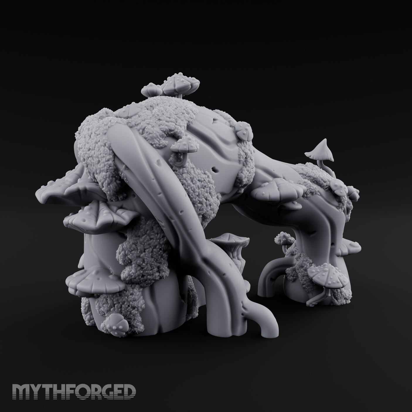 Mushroom-Laden Moss-Crusted Huge Arching Root Miniature for Dungeons and Dragons, Pathfinder or other TTRPGs