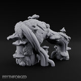 Mushroom-Laden Moss-Crusted Huge Arching Root Miniature for Dungeons and Dragons, Pathfinder or other TTRPGs
