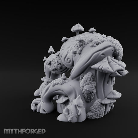 Mushroom-Laden Moss-Crusted Huge Arching Root Miniature for Dungeons and Dragons, Pathfinder or other TTRPGs