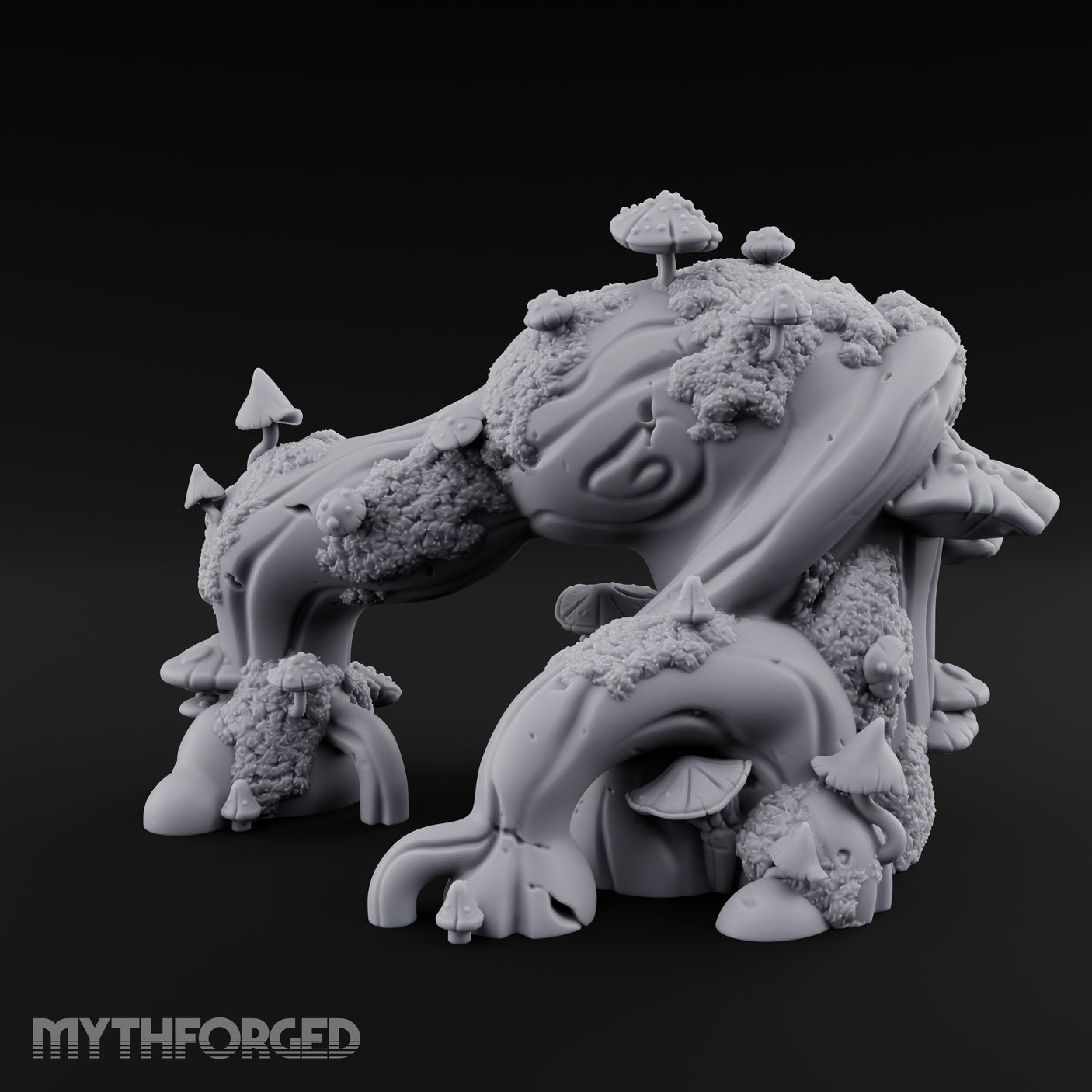 Mushroom-Laden Moss-Crusted Huge Arching Root Miniature for Dungeons and Dragons, Pathfinder or other TTRPGs