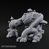 Mushroom-Laden Moss-Crusted Huge Arching Root Miniature for Dungeons and Dragons, Pathfinder or other TTRPGs