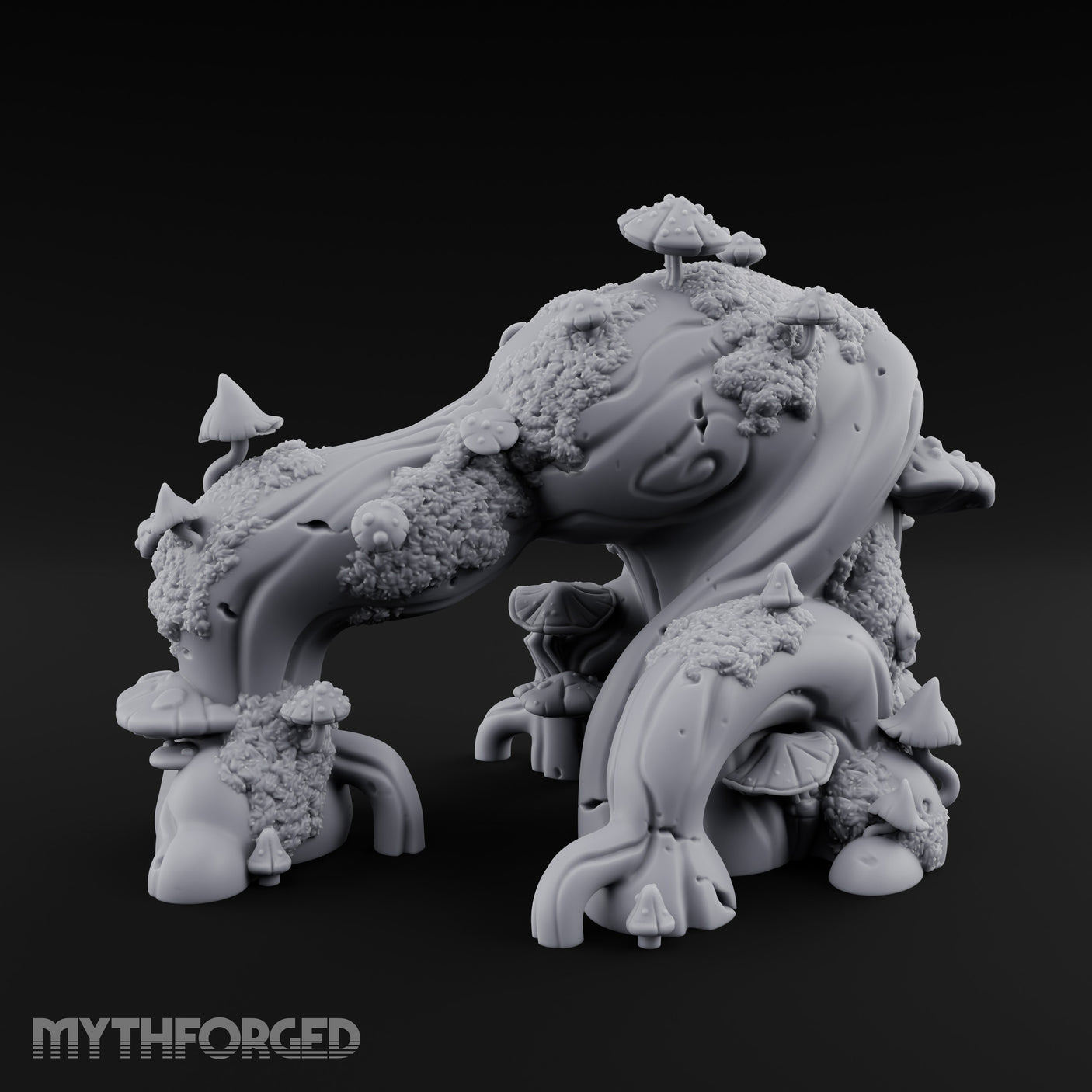 Mushroom-Laden Moss-Crusted Huge Arching Root Miniature for Dungeons and Dragons, Pathfinder or other TTRPGs