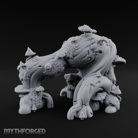 Mushroom-Laden Moss-Crusted Huge Arching Root Miniature for Dungeons and Dragons, Pathfinder or other TTRPGs