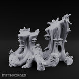 Mushroom-Speckled Bark-Hollowed Forest Stump Duo Miniature for Dungeons and Dragons, Pathfinder or other TTRPGs