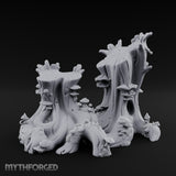 Mushroom-Speckled Bark-Hollowed Forest Stump Duo Miniature for Dungeons and Dragons, Pathfinder or other TTRPGs