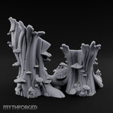 Mushroom-Speckled Bark-Hollowed Forest Stump Duo Miniature for Dungeons and Dragons, Pathfinder or other TTRPGs