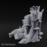 Mushroom-Speckled Bark-Hollowed Forest Stump Duo Miniature for Dungeons and Dragons, Pathfinder or other TTRPGs