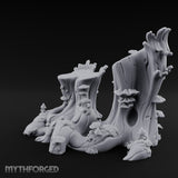 Mushroom-Speckled Bark-Hollowed Forest Stump Duo Miniature for Dungeons and Dragons, Pathfinder or other TTRPGs
