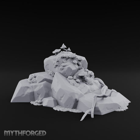 Mushroom-Topped Moss-Patched Huge Rock Formation Miniature for Dungeons and Dragons, Pathfinder or other TTRPGs