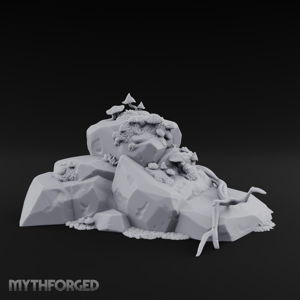 Mushroom-Topped Moss-Patched Huge Rock Formation Miniature for Dungeons and Dragons, Pathfinder or other TTRPGs