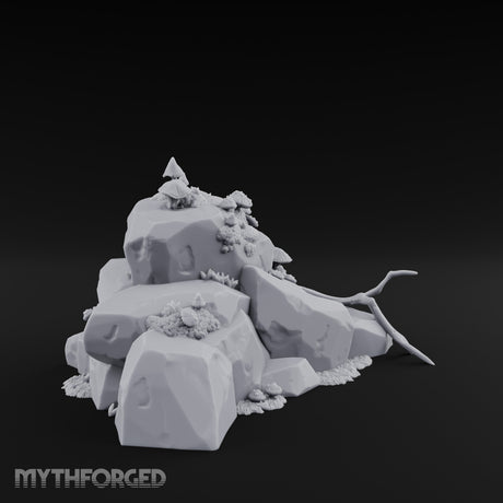 Mushroom-Topped Moss-Patched Huge Rock Formation Miniature for Dungeons and Dragons, Pathfinder or other TTRPGs