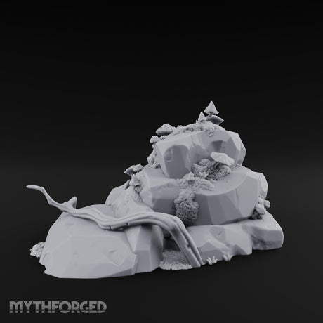 Mushroom-Topped Moss-Patched Huge Rock Formation Miniature for Dungeons and Dragons, Pathfinder or other TTRPGs