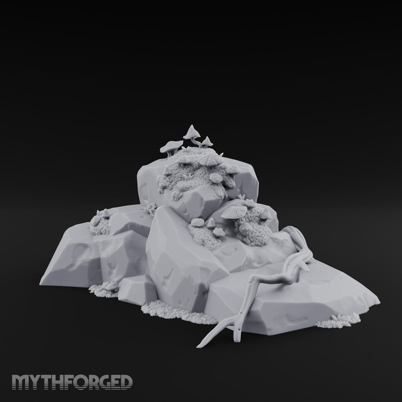 Mushroom-Topped Moss-Patched Huge Rock Formation Miniature for Dungeons and Dragons, Pathfinder or other TTRPGs