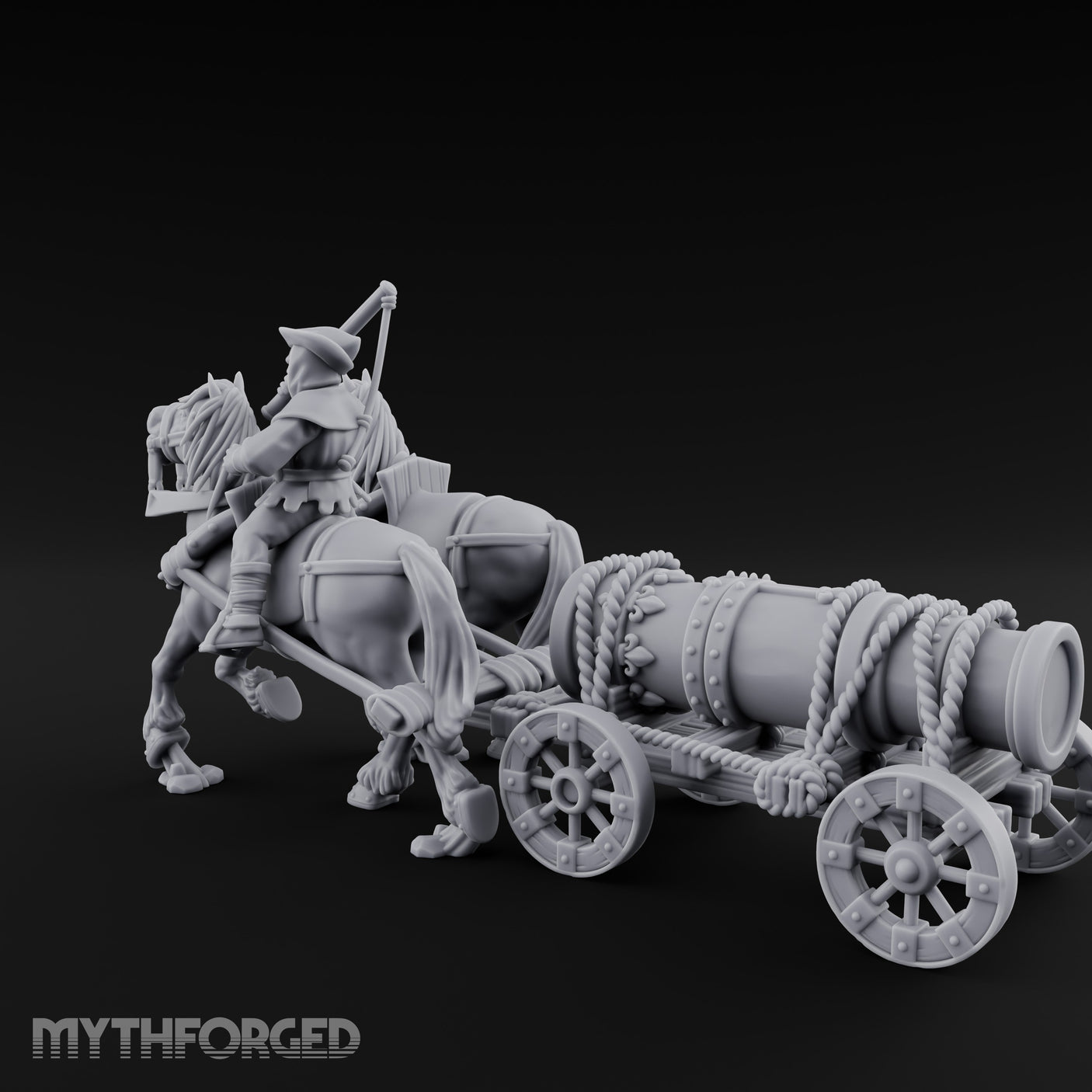 Musket Shouldered Highland Bombard Chariot Miniature for Dungeons and Dragons, Pathfinder or other TTRPGs