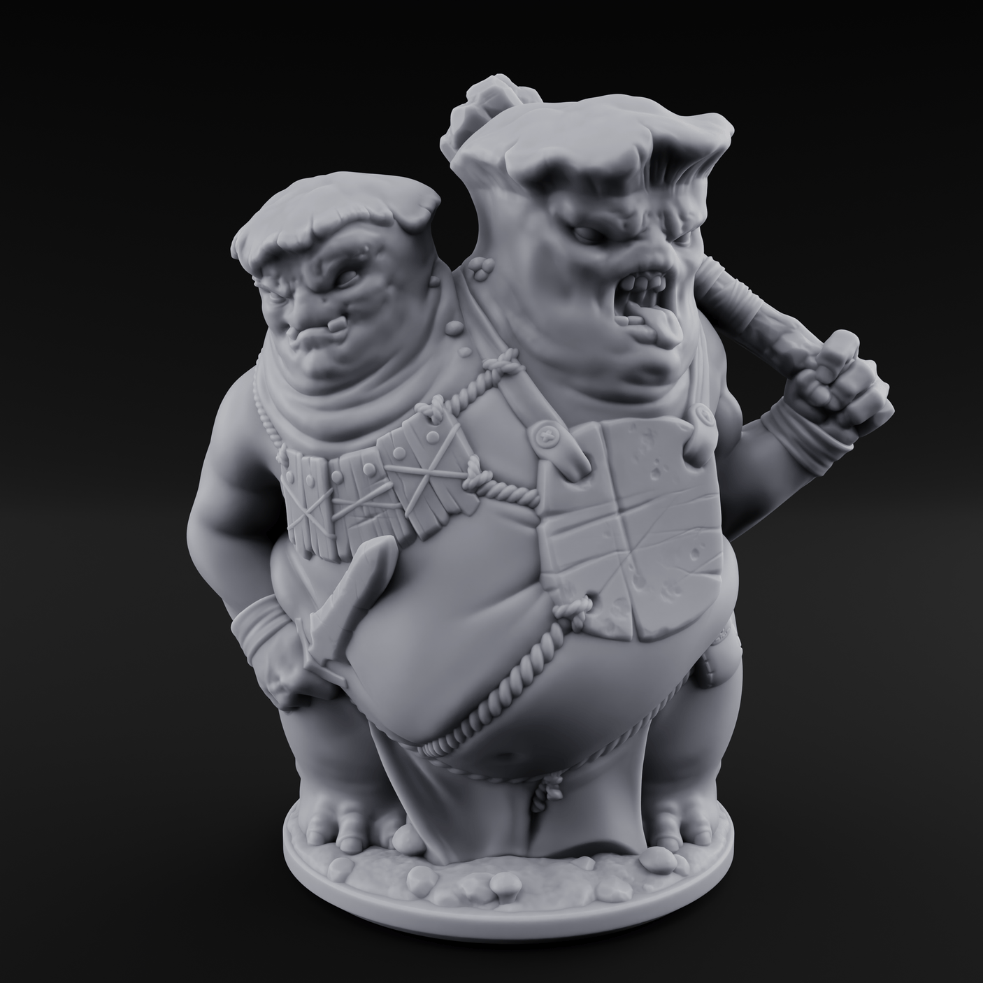 Belly Bumping Myconid Ettin Brute Miniature for Dungeons and Dragons, Pathfinder or other TTRPGs