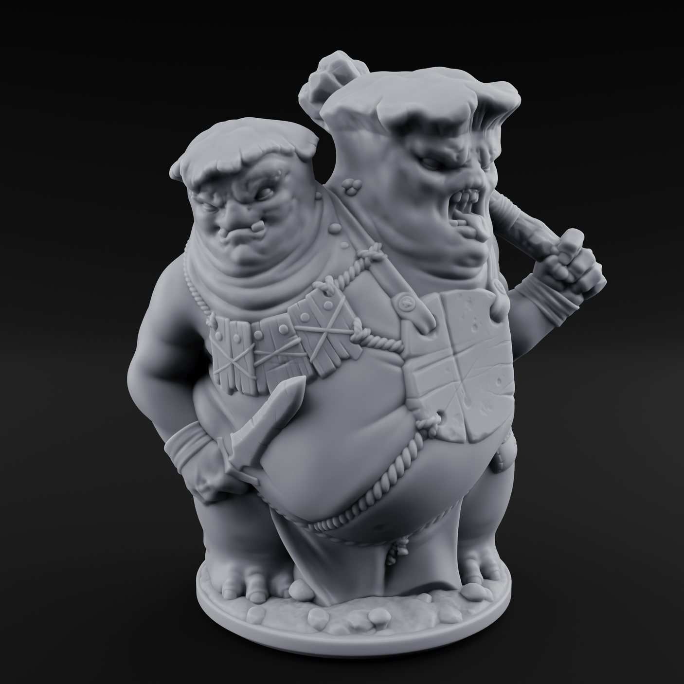 Belly Bumping Myconid Ettin Brute Miniature for Dungeons and Dragons, Pathfinder or other TTRPGs
