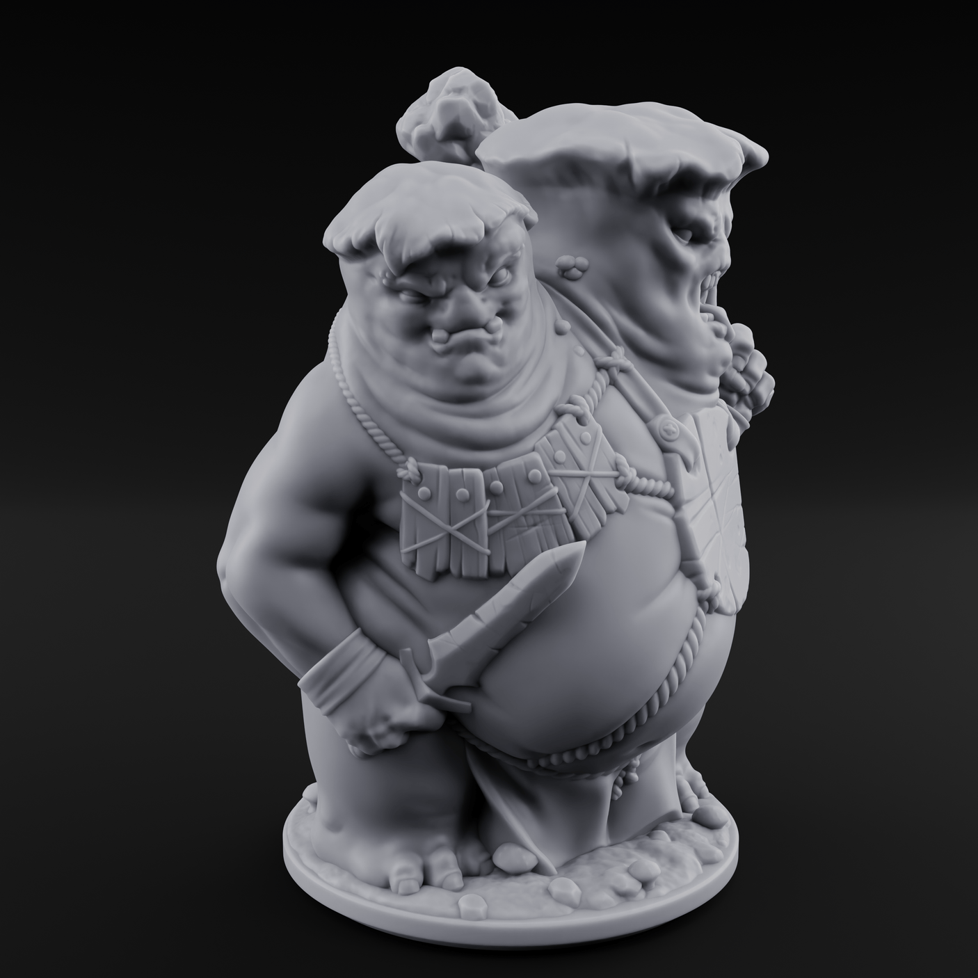 Belly Bumping Myconid Ettin Brute Miniature for Dungeons and Dragons, Pathfinder or other TTRPGs