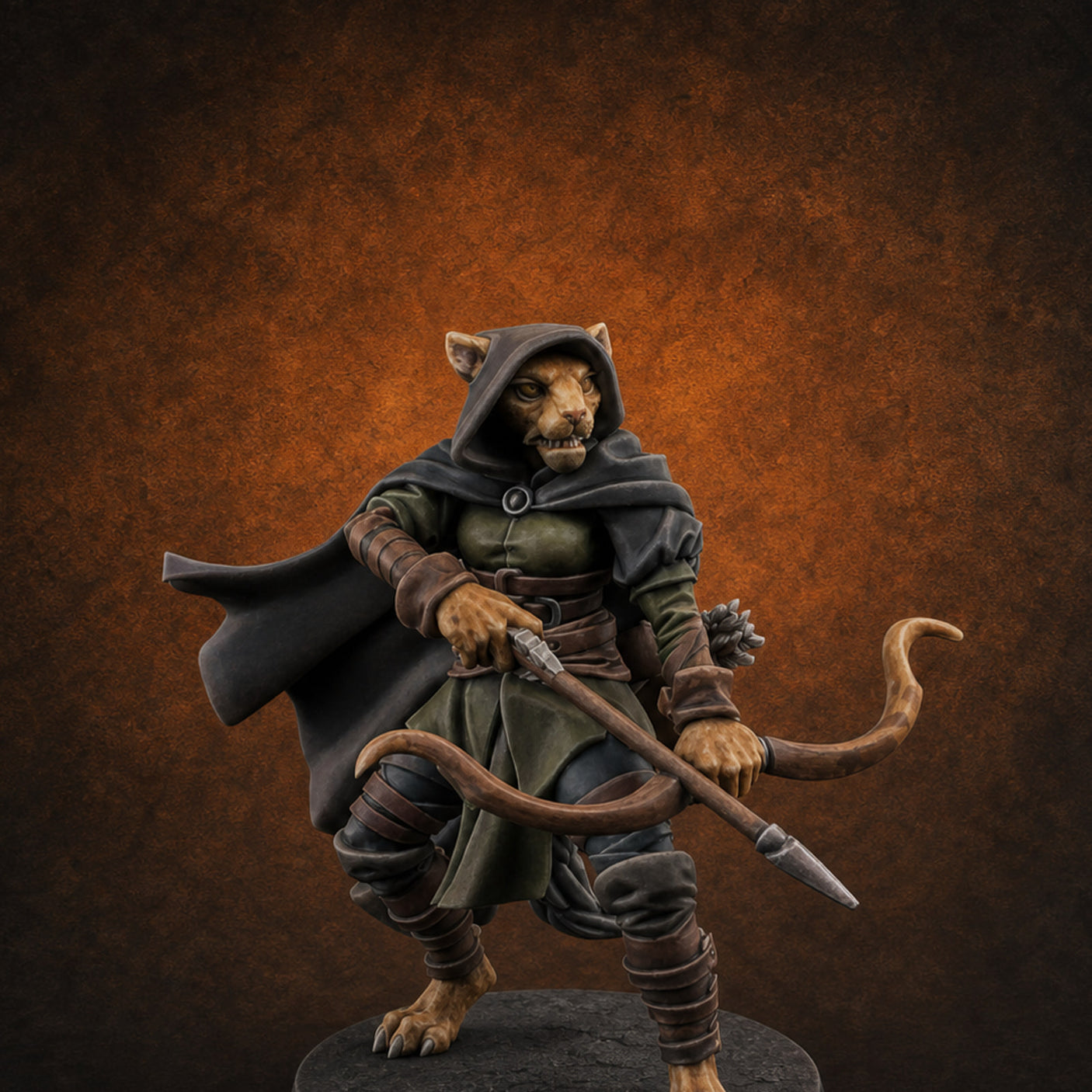 Myriad of Weapons Tabaxi Ranger — painted concept preview (miniature supplied unpainted)