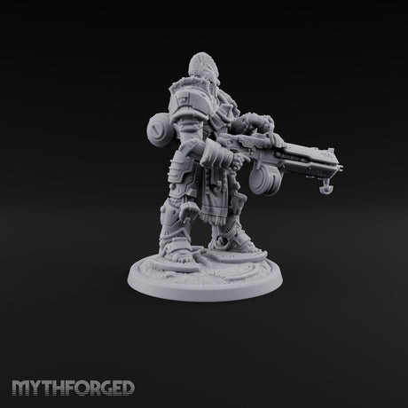 Armed to Overwhelm Human Heavy Gunner B Miniature for Dungeons and Dragons, Pathfinder or other TTRPGs