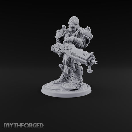Armed to Overwhelm Human Heavy Gunner B Miniature for Dungeons and Dragons, Pathfinder or other TTRPGs