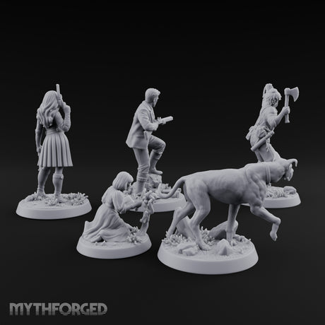 Mystery Solving Human Monster Hunters Miniature for Dungeons and Dragons, Pathfinder or other TTRPGs
