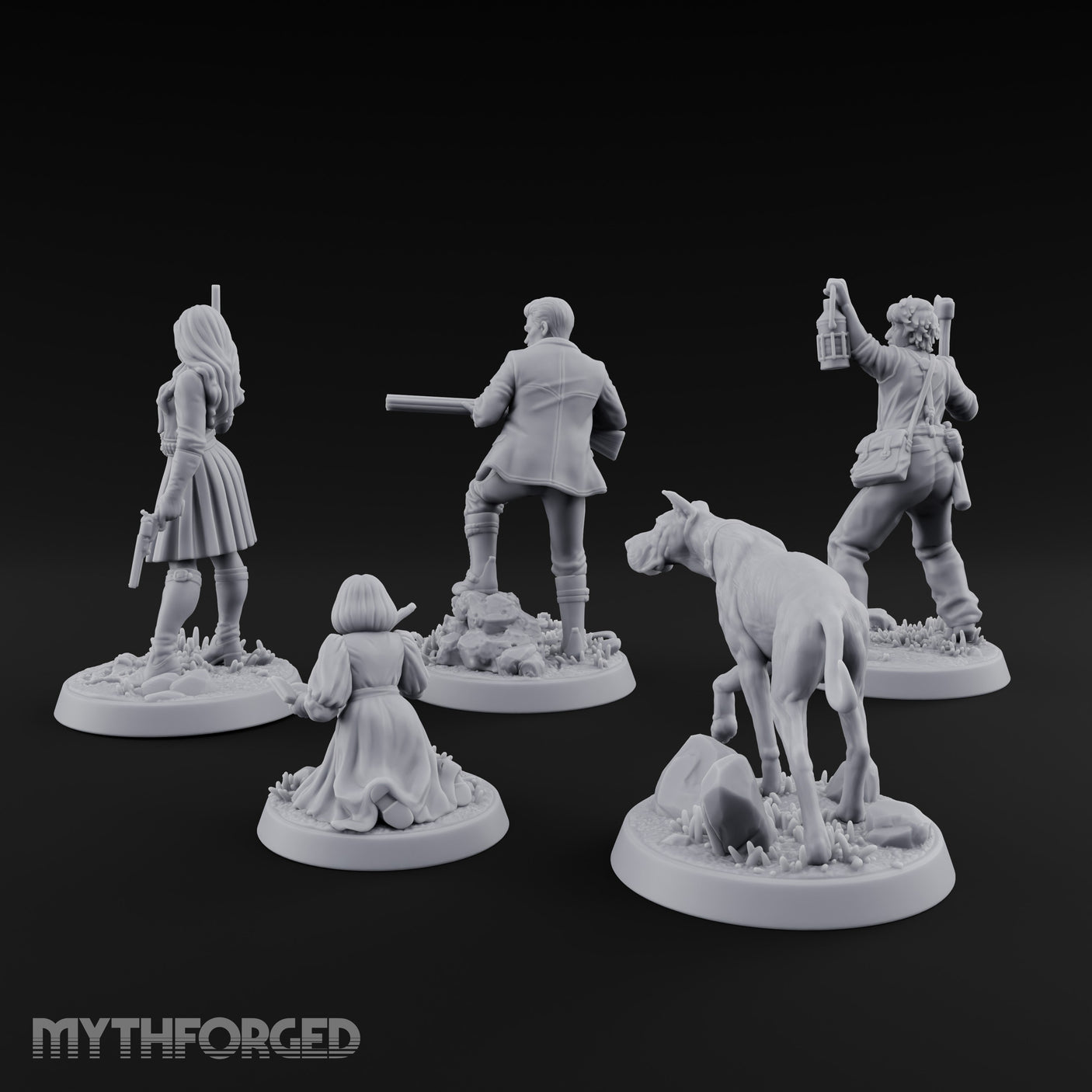 Mystery Solving Human Monster Hunters Miniature for Dungeons and Dragons, Pathfinder or other TTRPGs