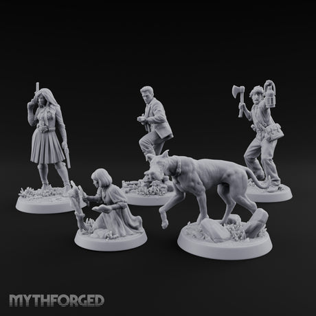 Mystery Solving Human Monster Hunters Miniature for Dungeons and Dragons, Pathfinder or other TTRPGs