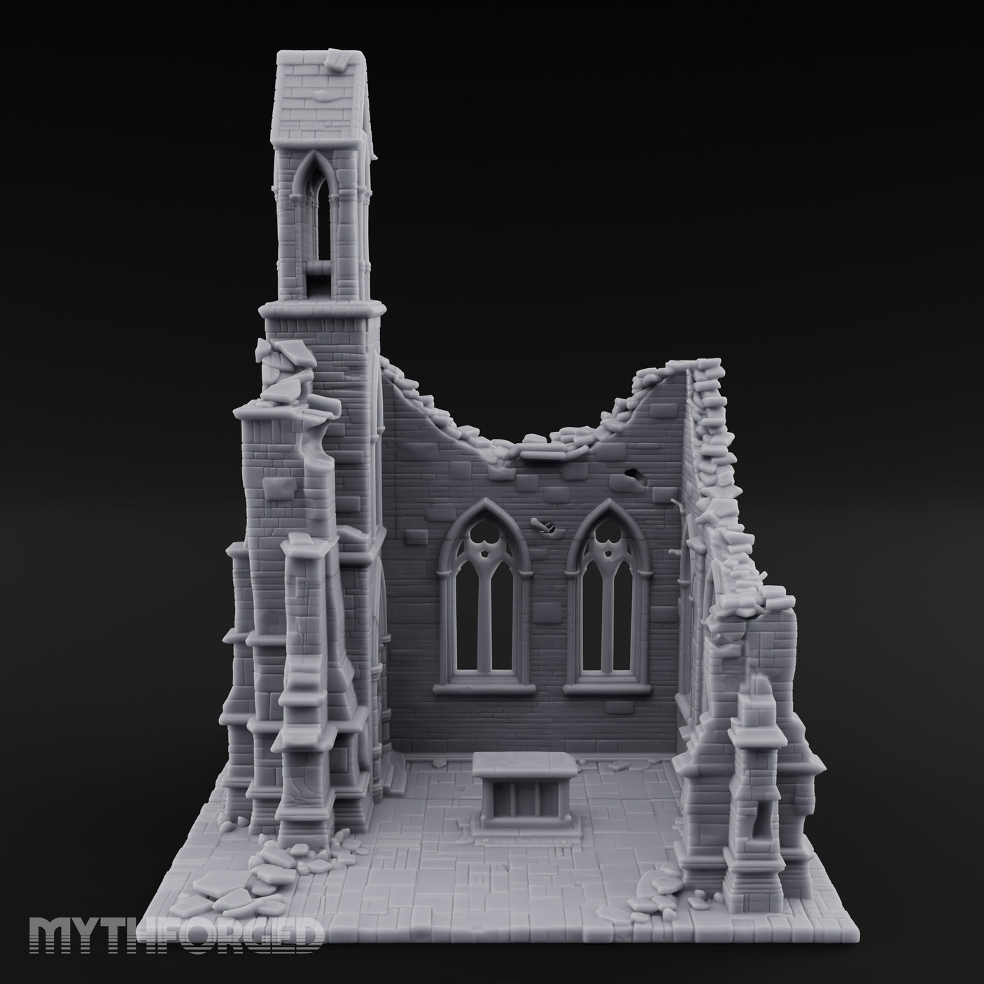 Nave-Exposed Buttress-Sheared Gothic Chapel Ruins Miniature for Dungeons and Dragons, Pathfinder or other TTRPGs