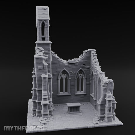 Nave-Exposed Buttress-Sheared Gothic Chapel Ruins Miniature for Dungeons and Dragons, Pathfinder or other TTRPGs