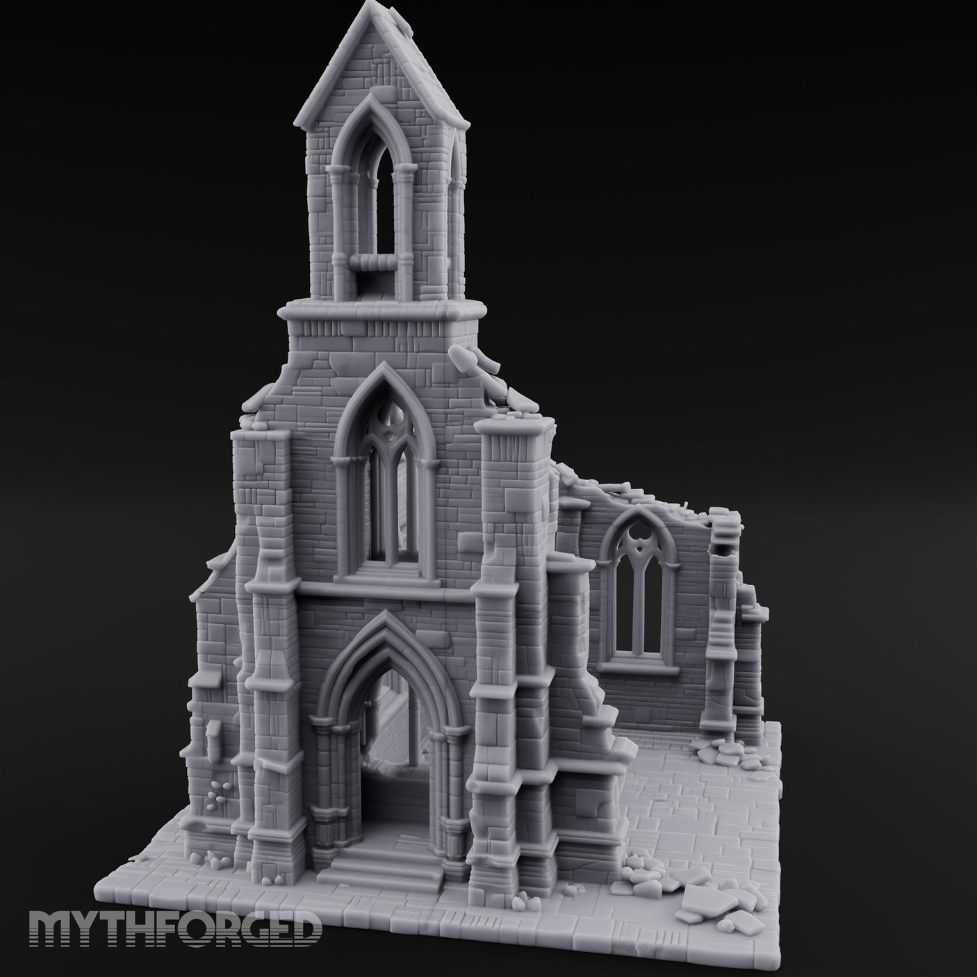 Nave-Exposed Buttress-Sheared Gothic Chapel Ruins Miniature for Dungeons and Dragons, Pathfinder or other TTRPGs