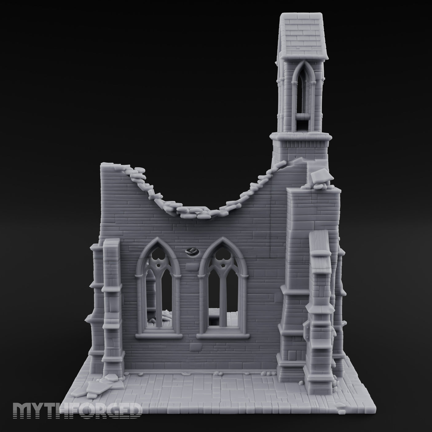 Nave-Exposed Buttress-Sheared Gothic Chapel Ruins Miniature for Dungeons and Dragons, Pathfinder or other TTRPGs