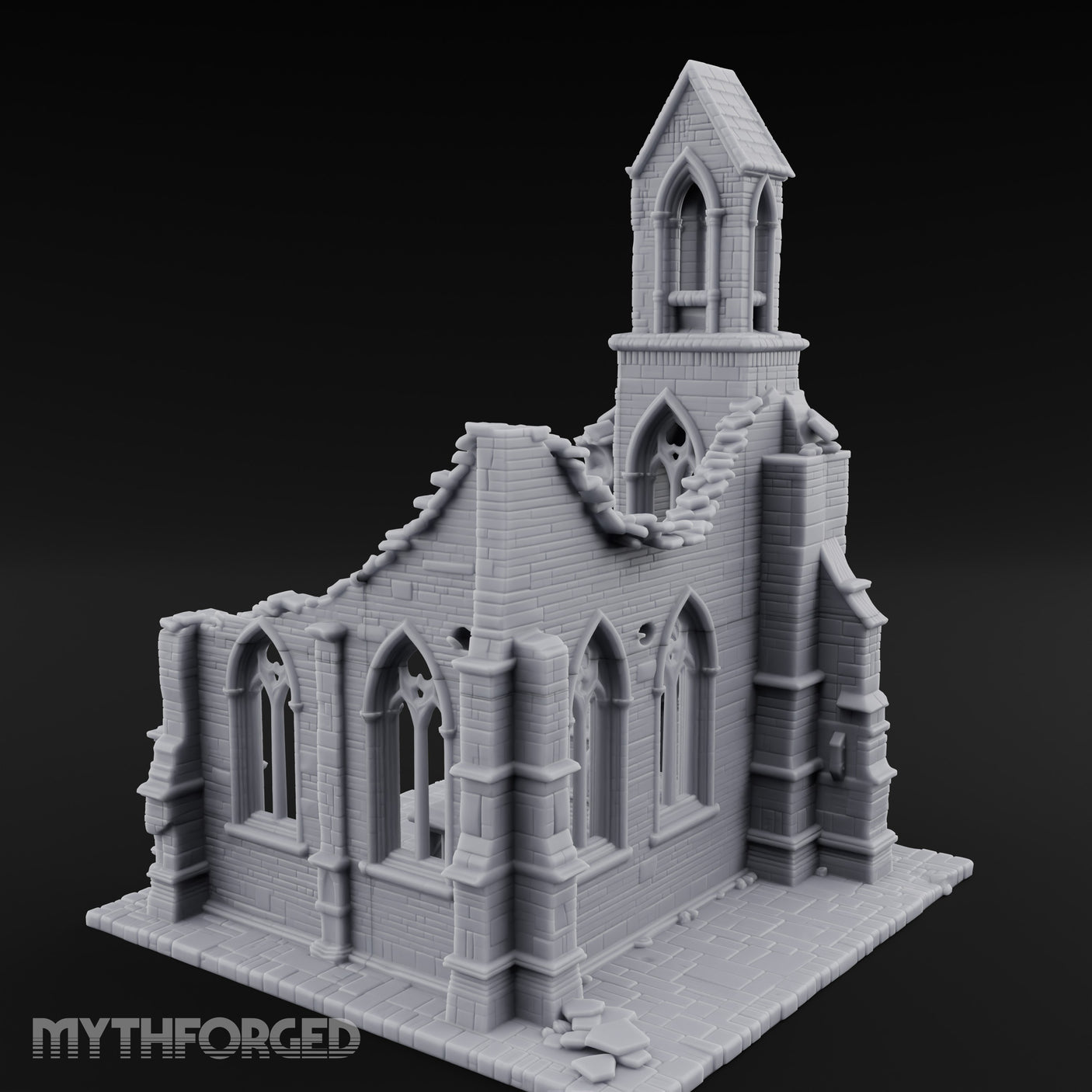 Nave-Exposed Buttress-Sheared Gothic Chapel Ruins Miniature for Dungeons and Dragons, Pathfinder or other TTRPGs