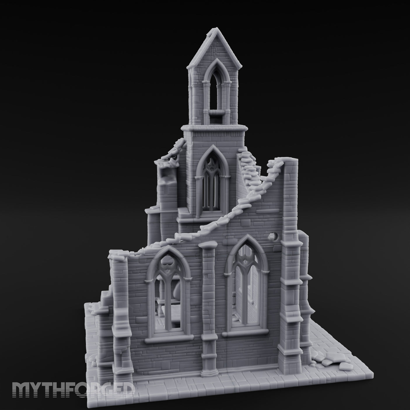 Nave-Exposed Buttress-Sheared Gothic Chapel Ruins Miniature for Dungeons and Dragons, Pathfinder or other TTRPGs