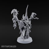 Still Learning, Already Grim Human Necromancer Apprentice with Skull Staff and Skeletal Vulture