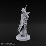 Still Learning, Already Grim Human Necromancer Apprentice with Skull Staff and Skeletal Vulture