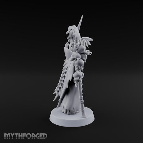 Still Learning, Already Grim Human Necromancer Apprentice with Skull Staff and Skeletal Vulture