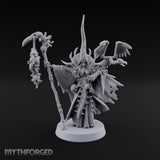 Still Learning, Already Grim Human Necromancer Apprentice with Skull Staff and Skeletal Vulture